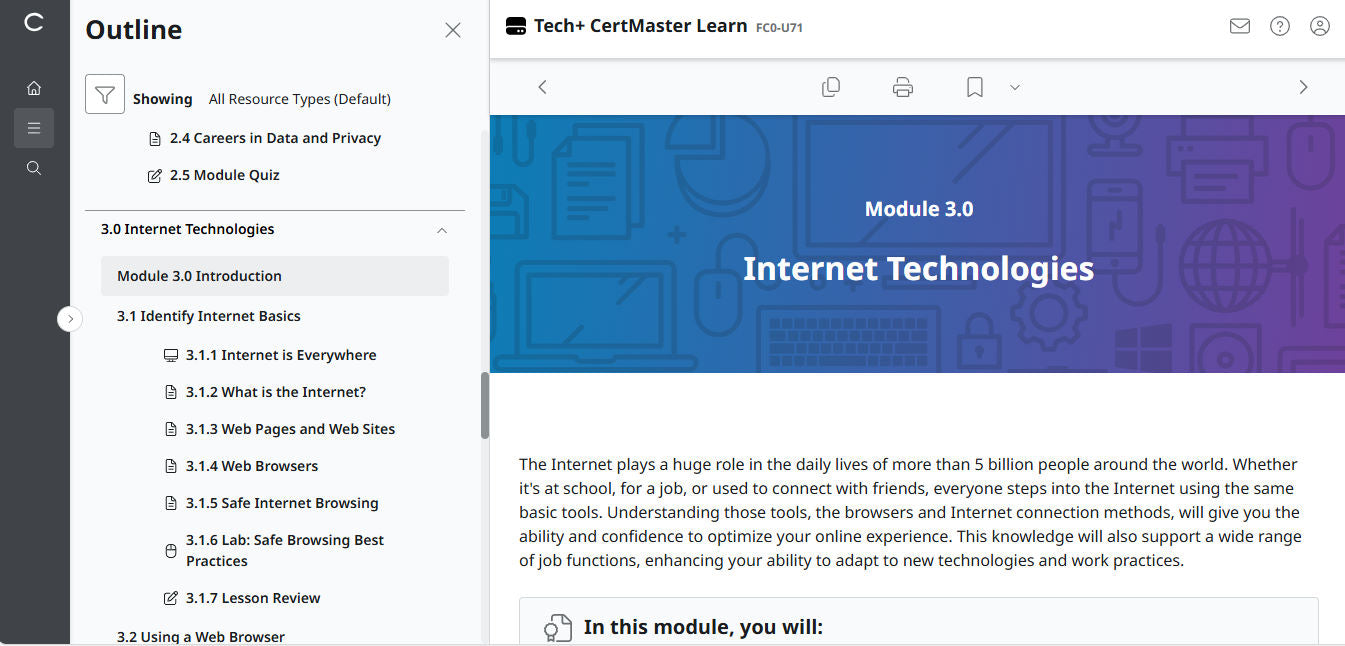 CompTIA Tech+ CertMaster Learn FC0-U71