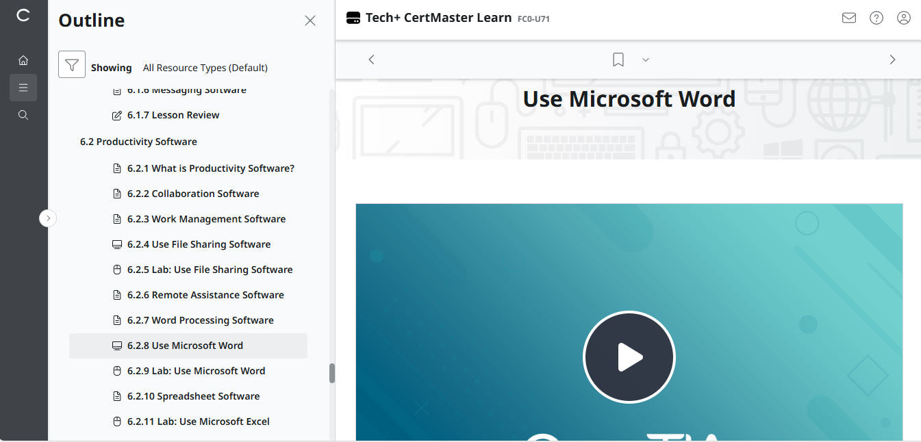 CompTIA Tech+ CertMaster Learn FC0-U71