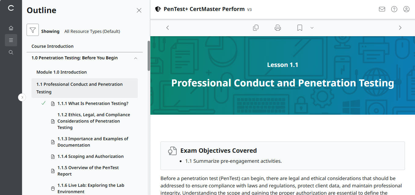 Special Offer ✅ CompTIA PenTest+ CertMaster Perform PT0-003 (V3) (3 Month Access)